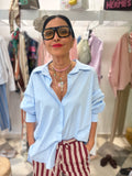 Camicia in cotone popeline - celeste