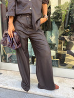 Pantalone in ecopelle intrecciata