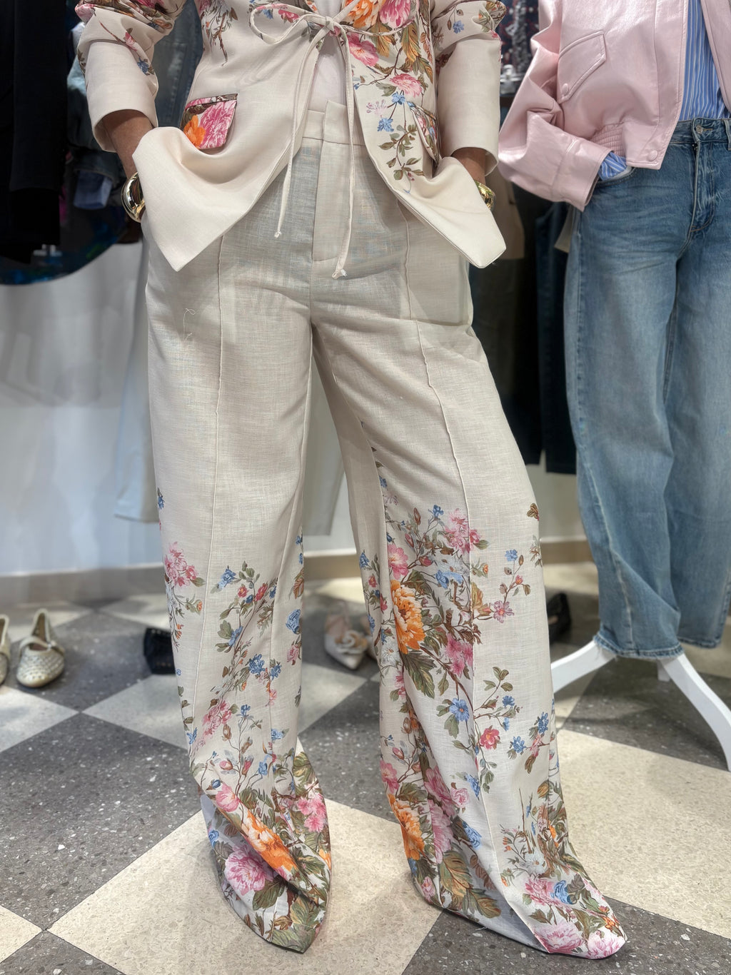 Pantalone palazzo motivo floreale