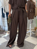 Completo camicia e pantalone palazzo - cioccolato