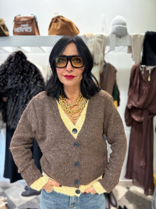 Cardigan double butter yellow