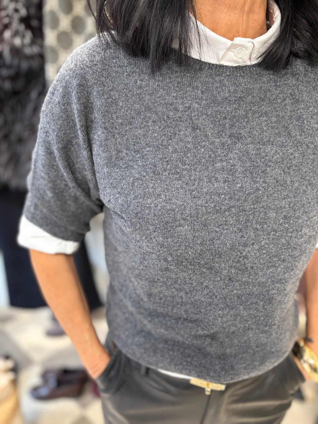 Maglia rasata light in misto cashmere