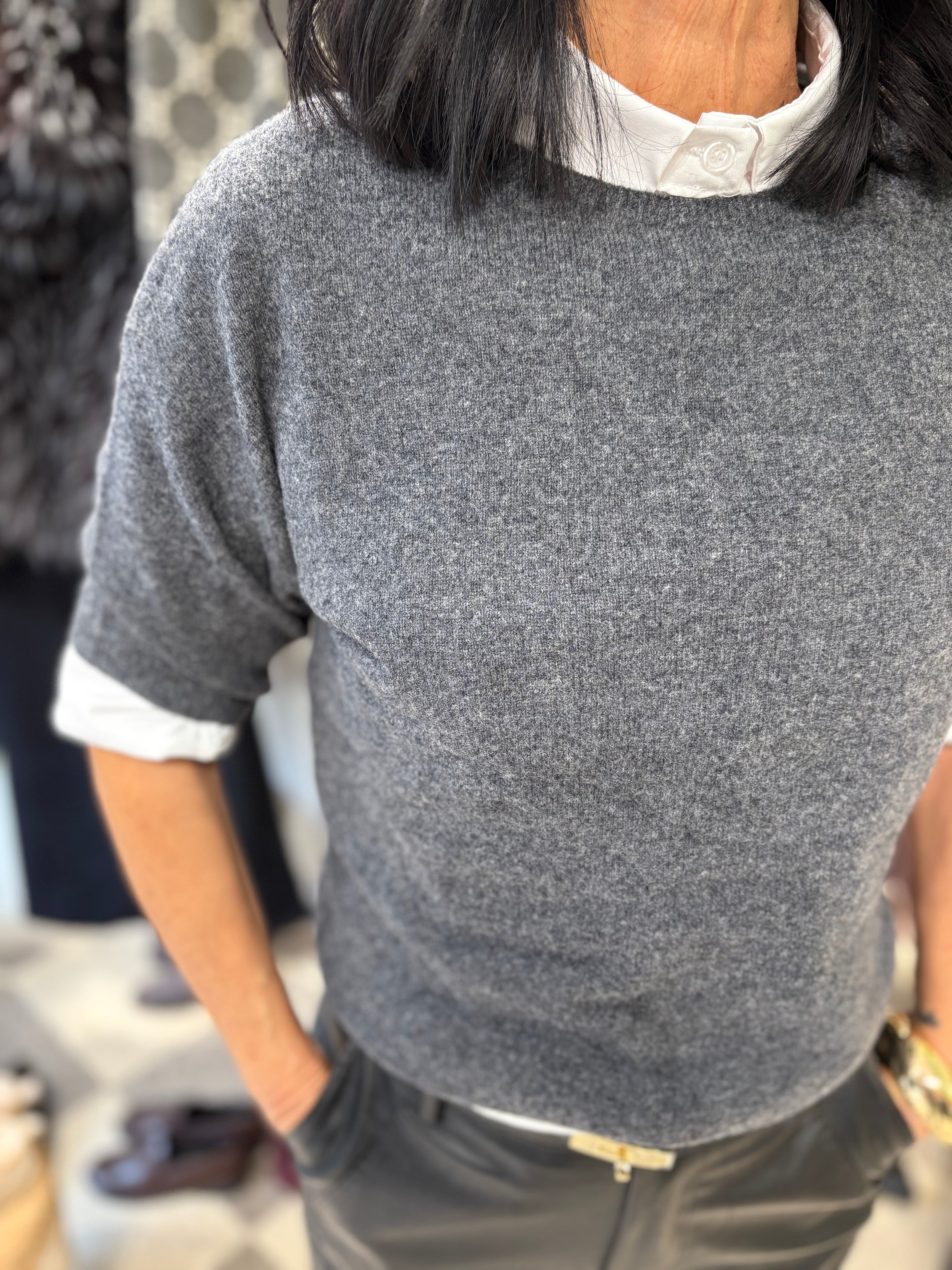 Maglia rasata light in misto cashmere