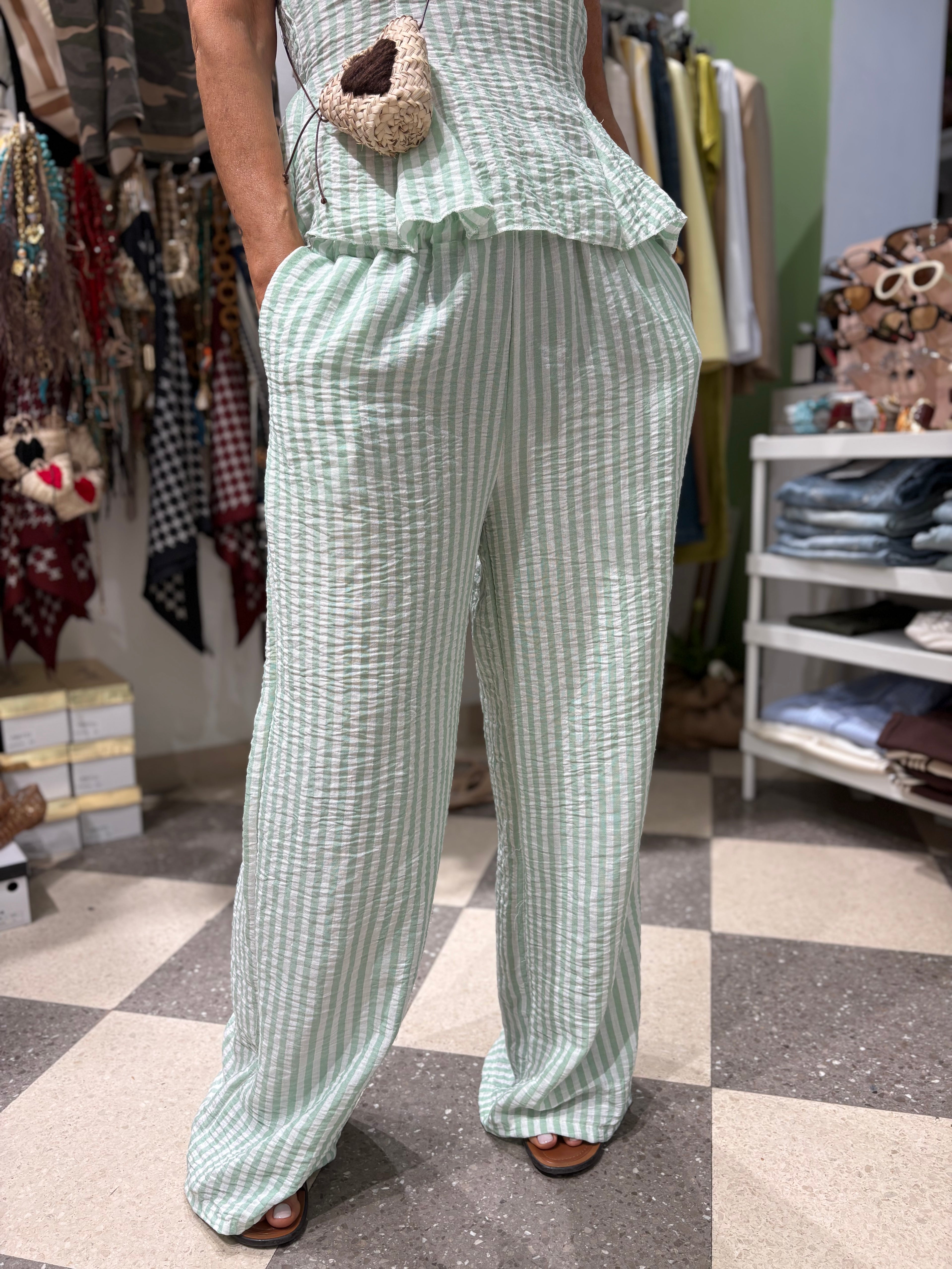 Coordinato top e pantalone a righe