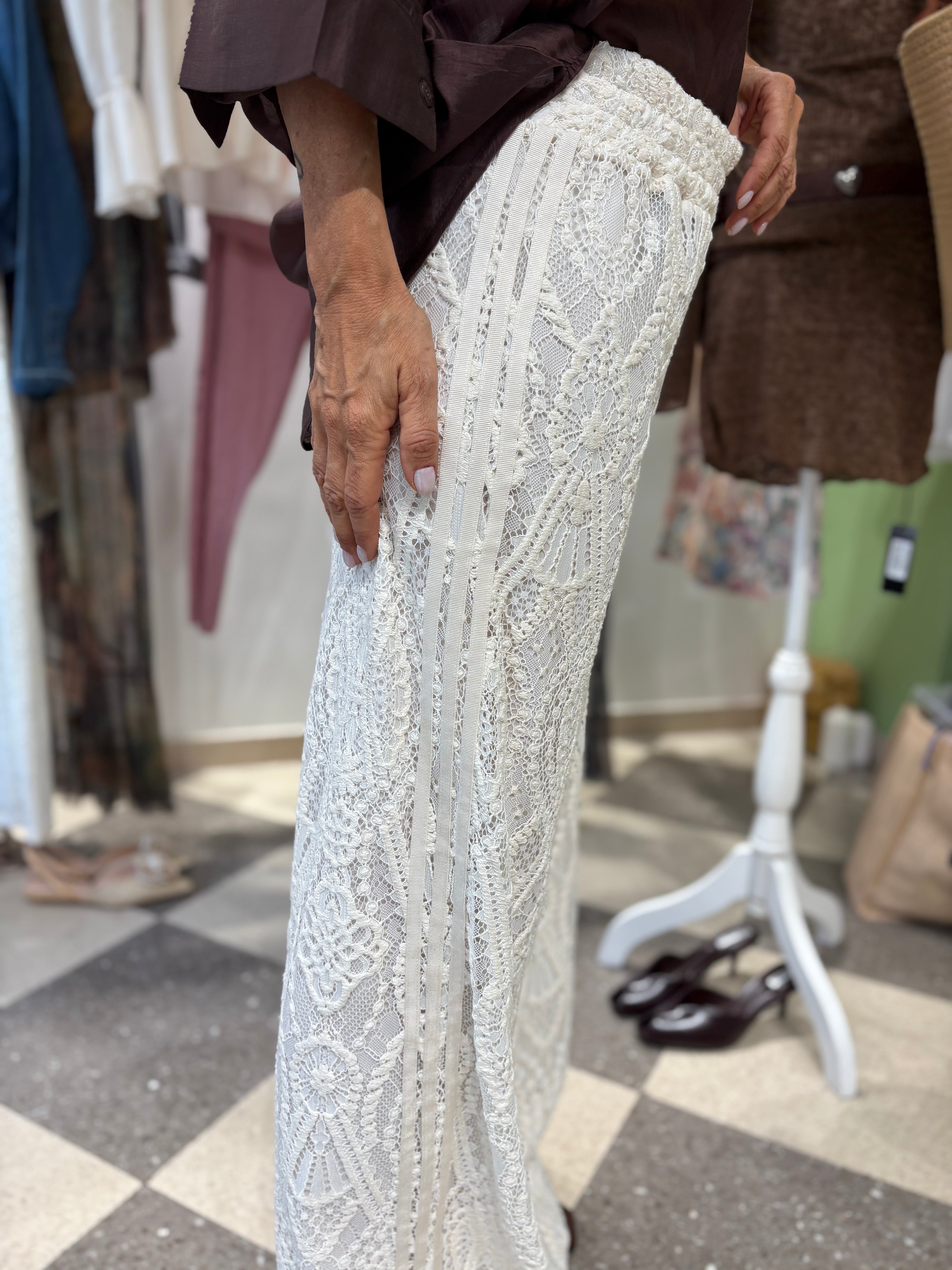 Pantalone palazzo full length pizzo