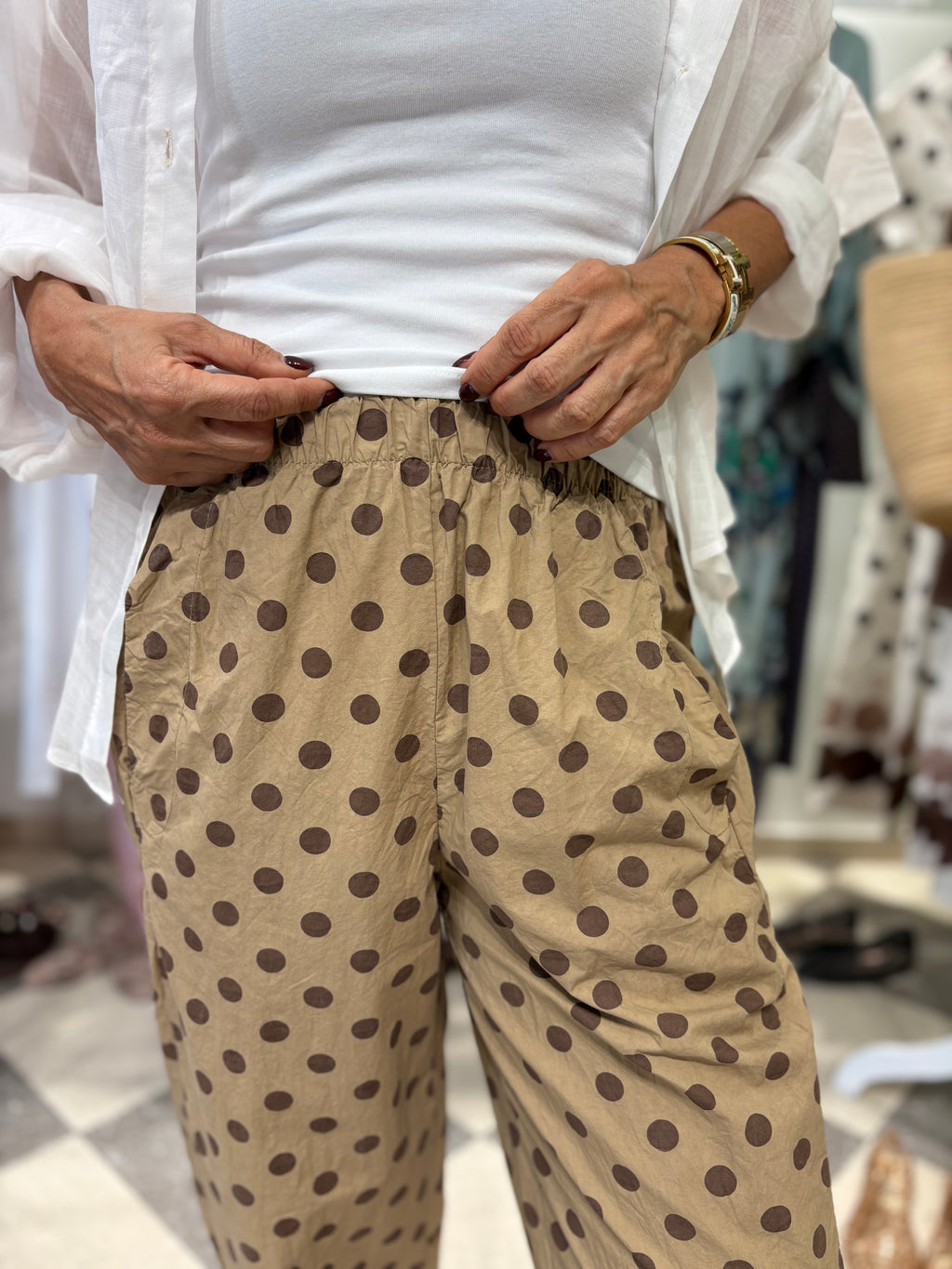 Pantalone in cotone con elastico in vita