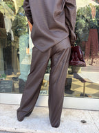 Pantalone in ecopelle intrecciata