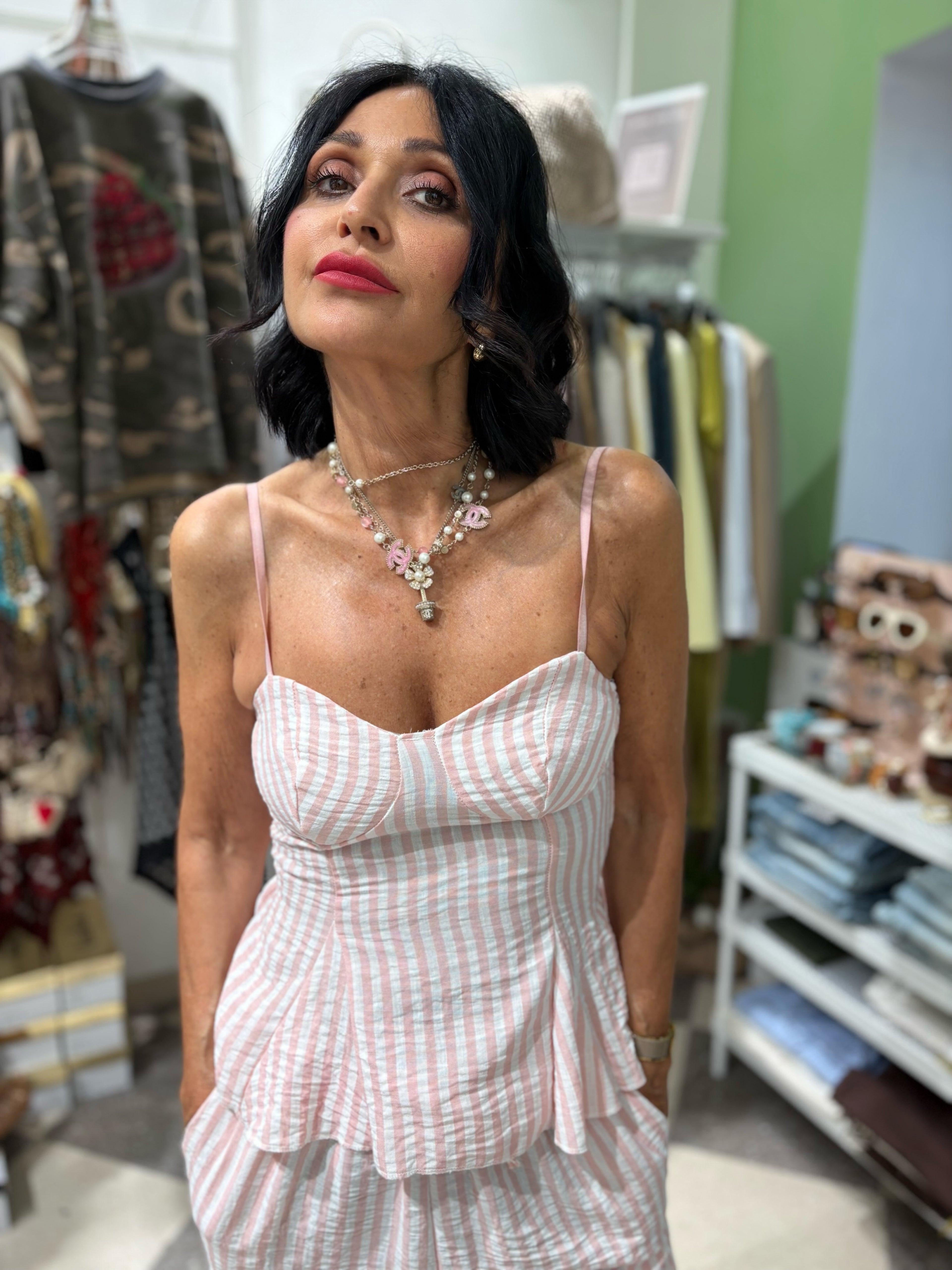 Coordinato top e pantalone a righe