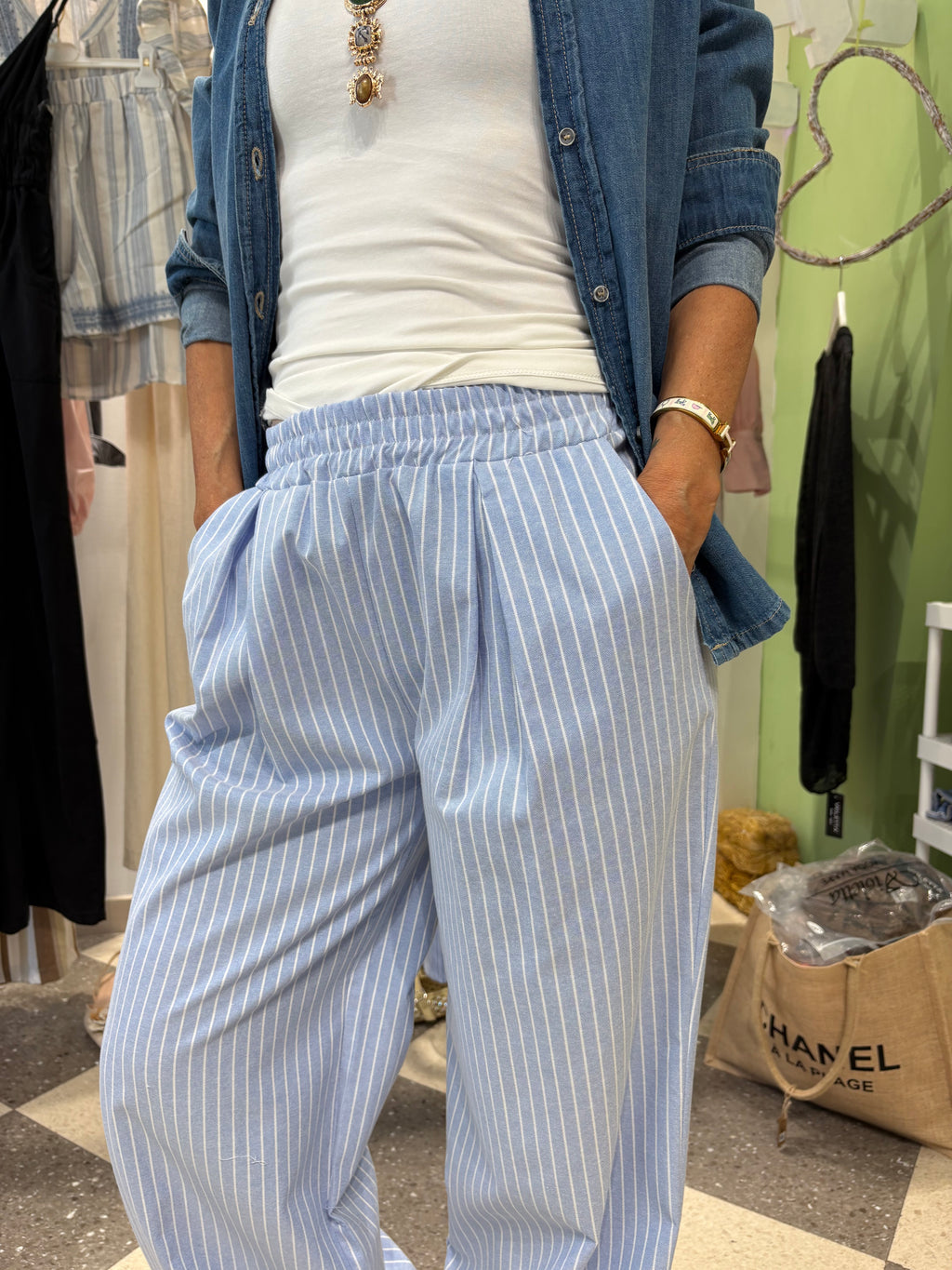 Pantalone palazzo riga cielo