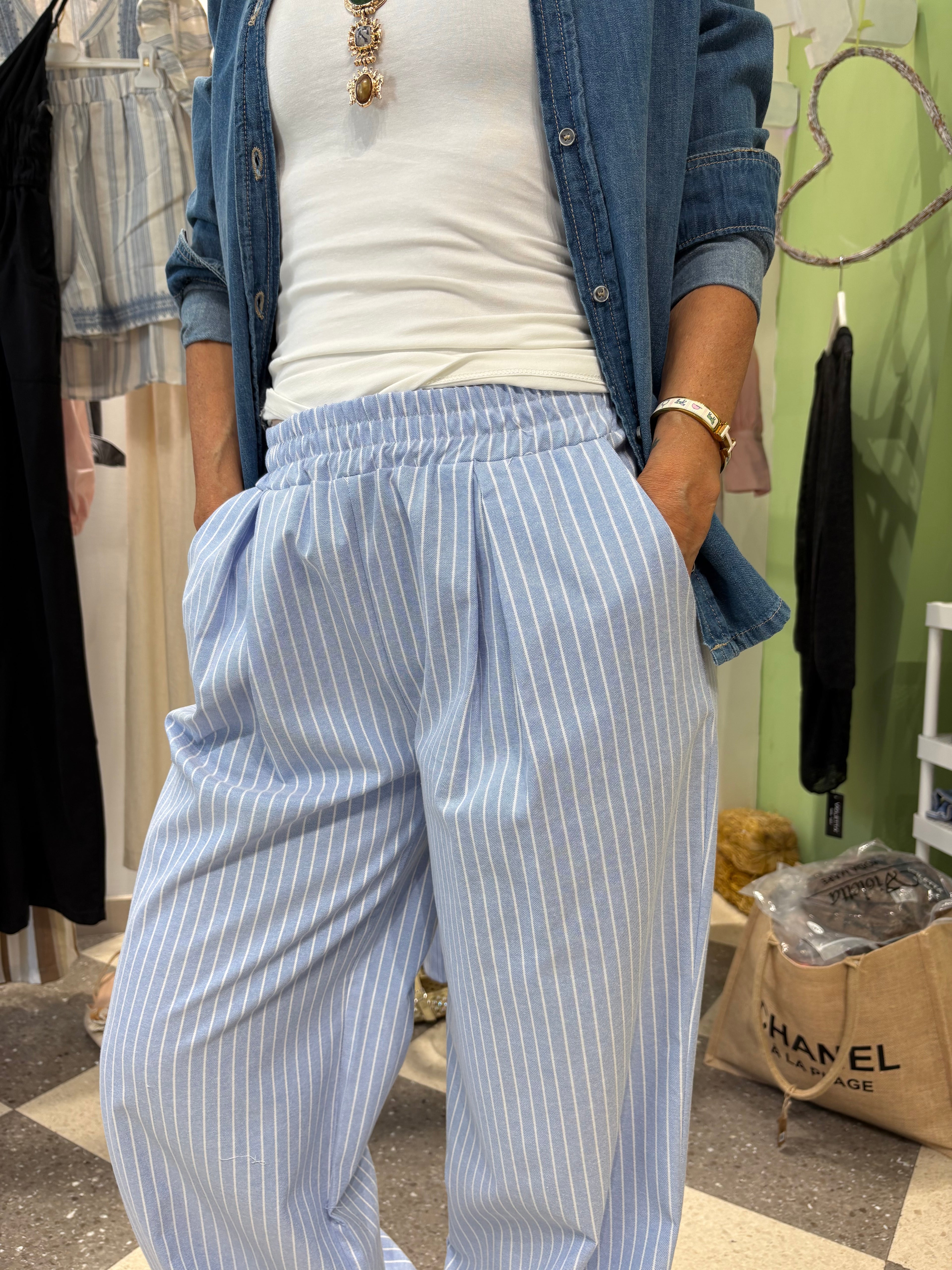 Pantalone palazzo riga cielo
