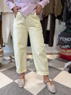 Motel | denim butter yellow leggermente barrel