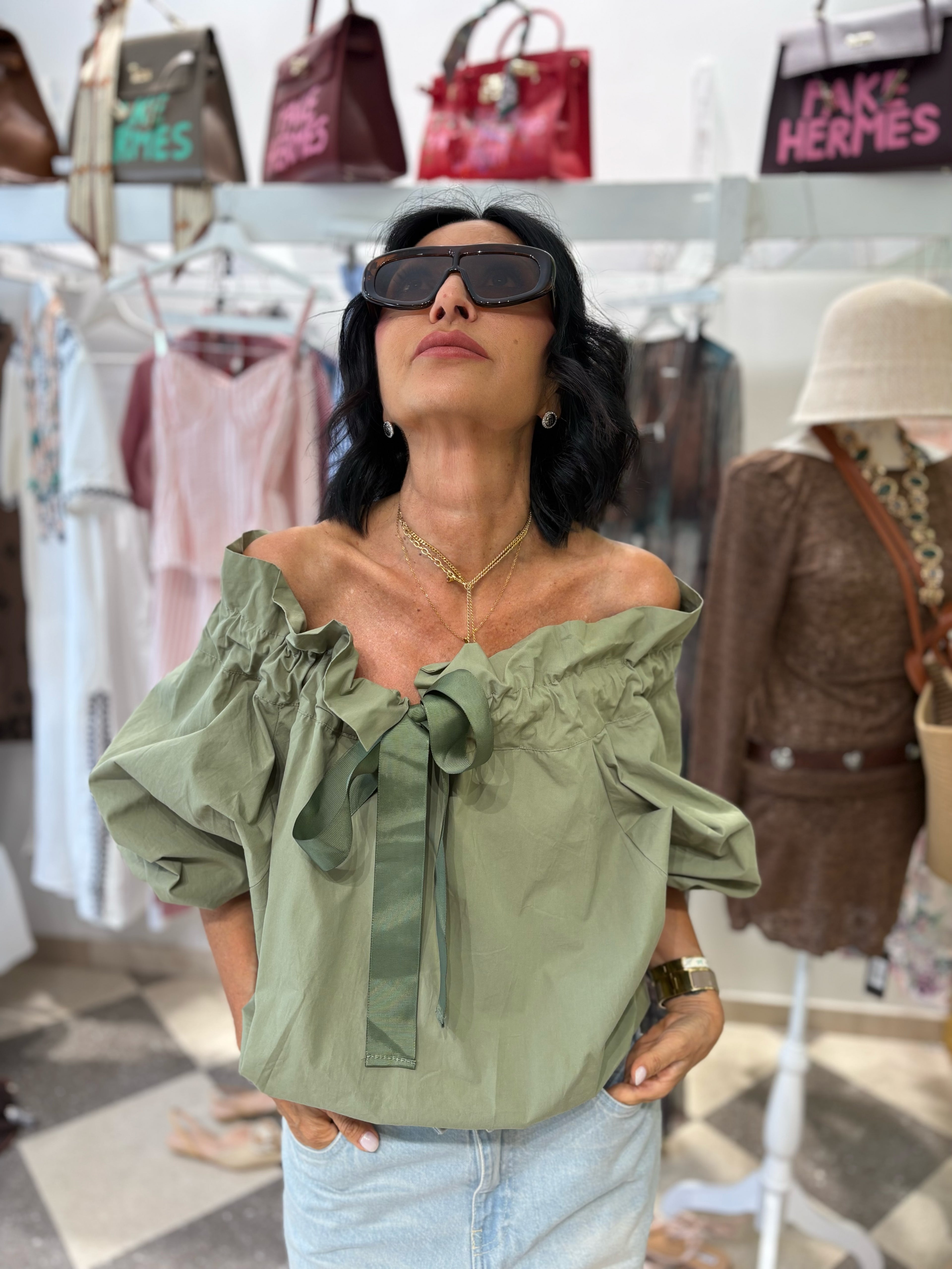 Camicia fiocco sage