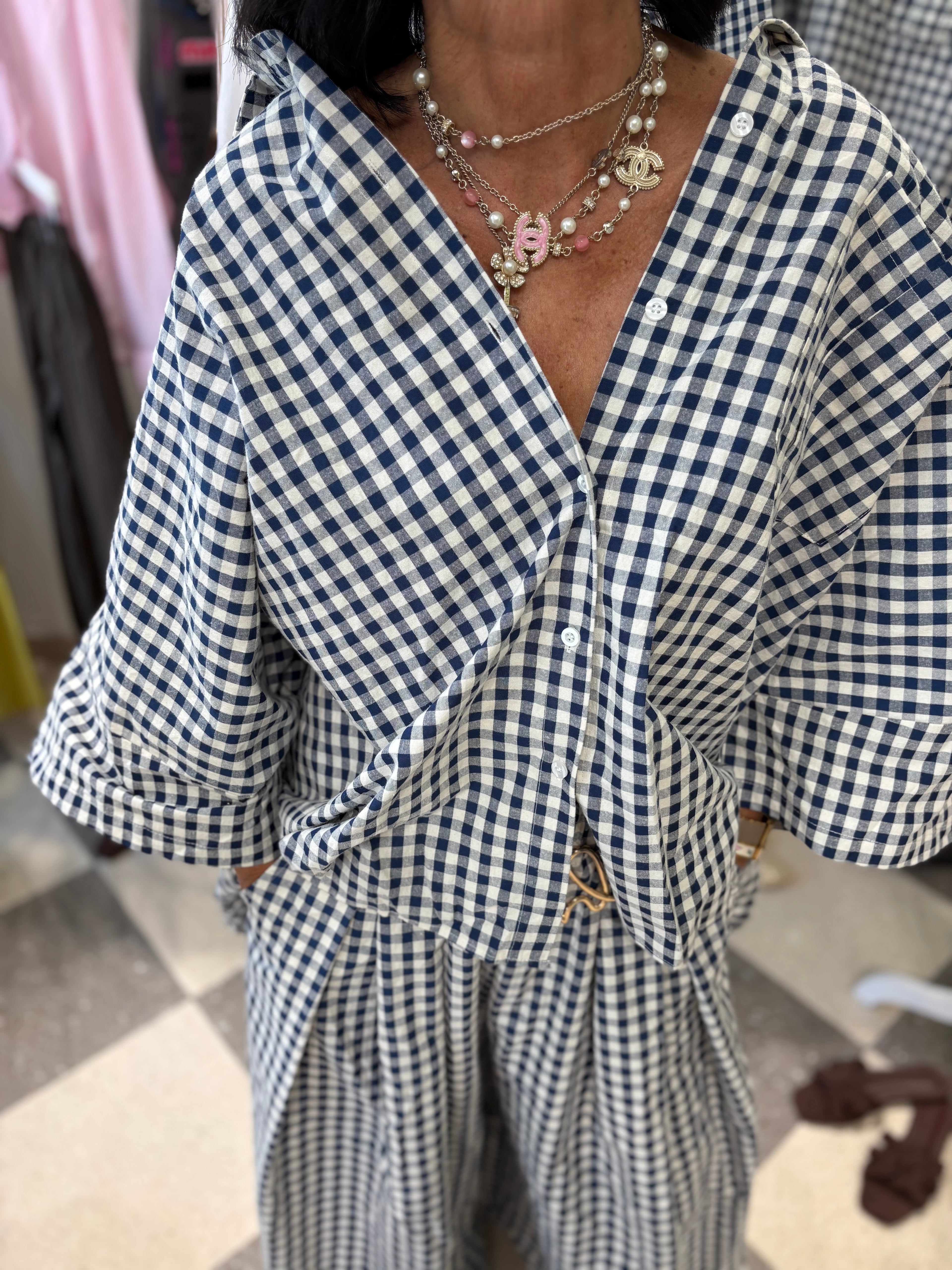 Coordinato vichy navy blue