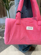 Borsone in spugna righe fucsia e arancio
