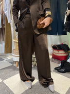 Motel | Pantalone palazzo satin testa di moro