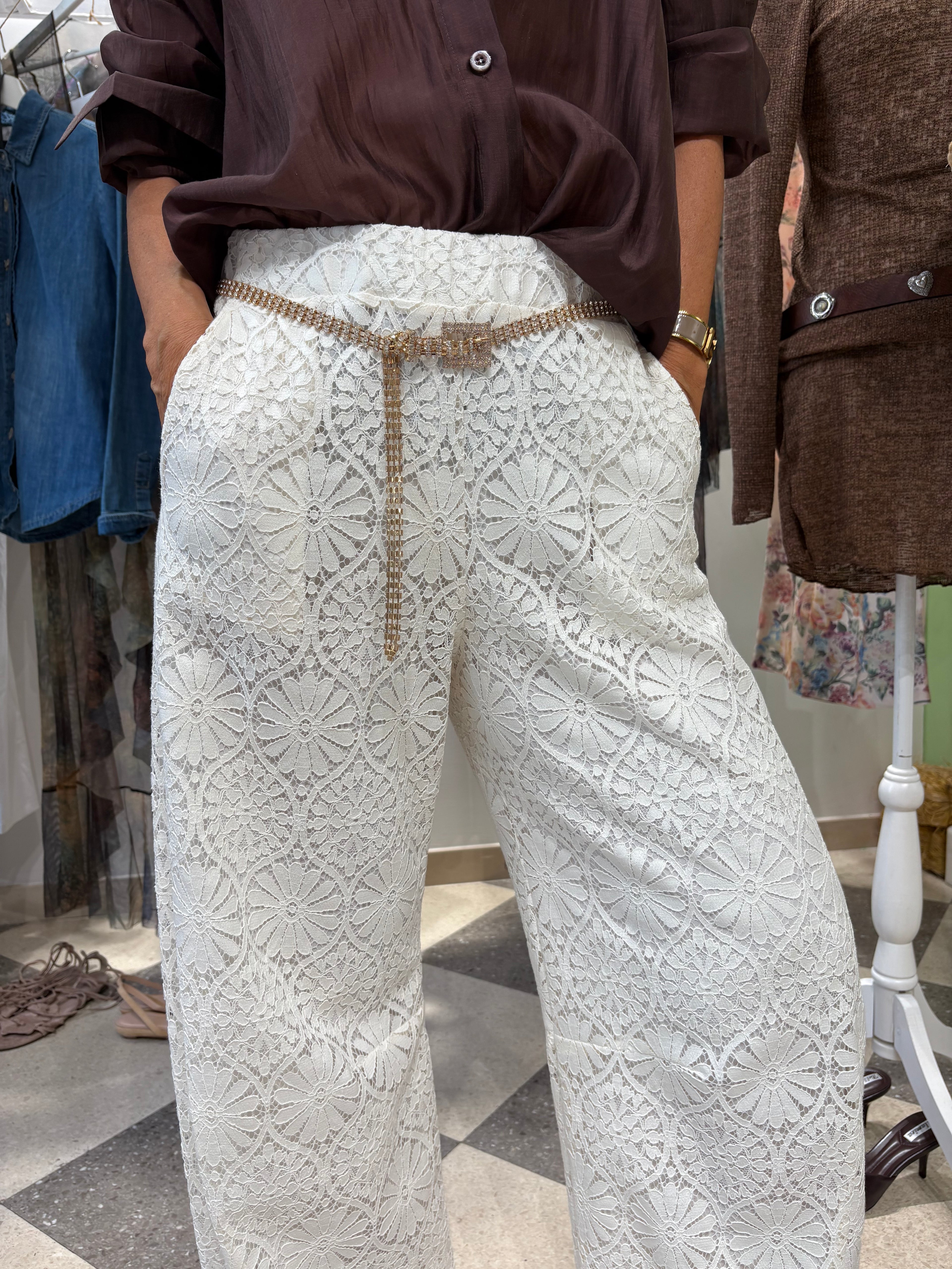 Pantalone barrel pizzo