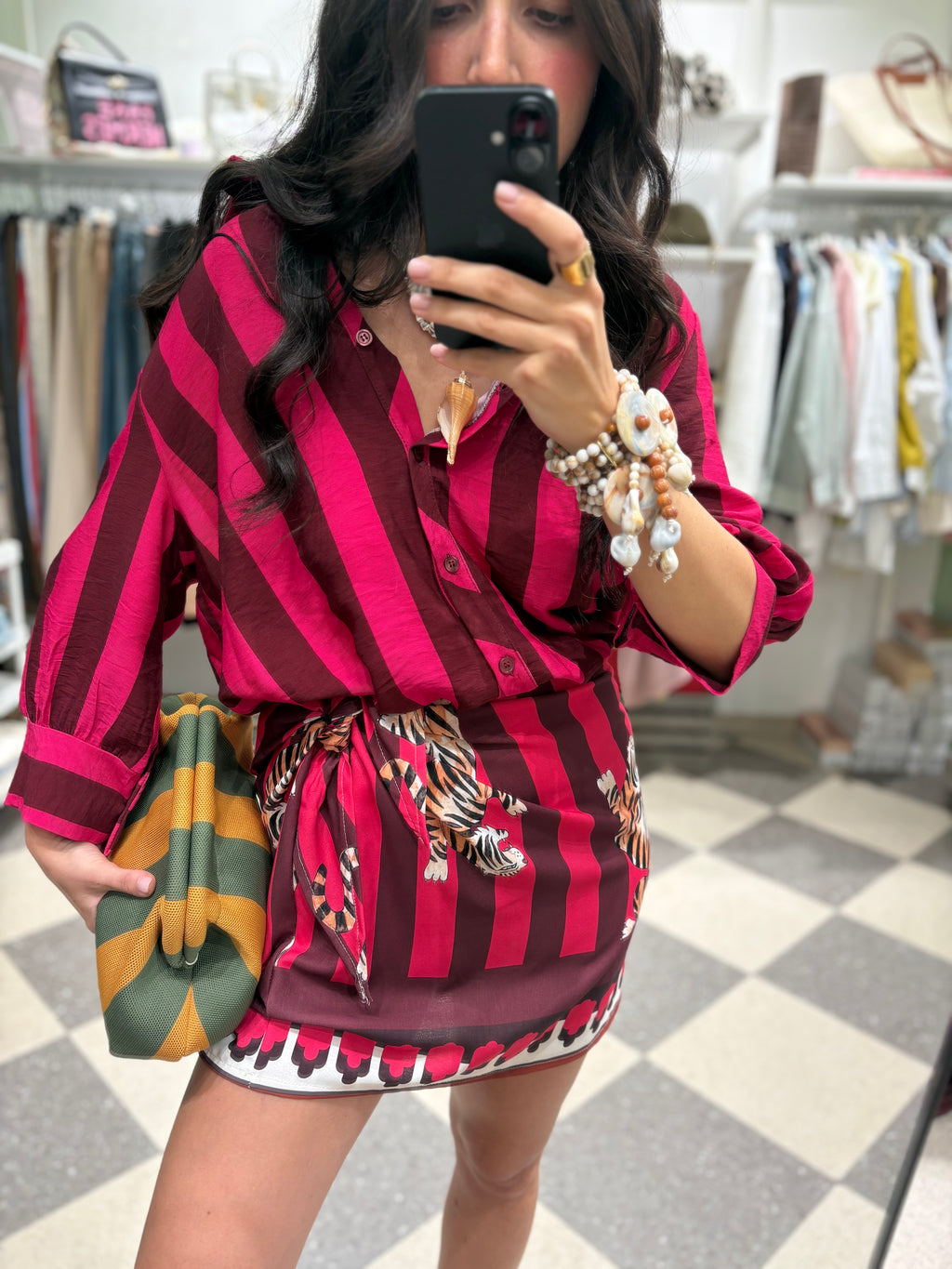 Coordinato camicia e gonna pareo stampa tigre