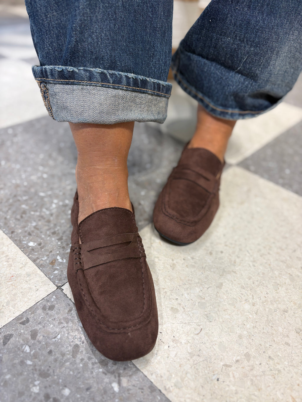 Mocassino in suede marrone
