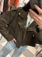 Chiodo in eco camoscio verde scuro