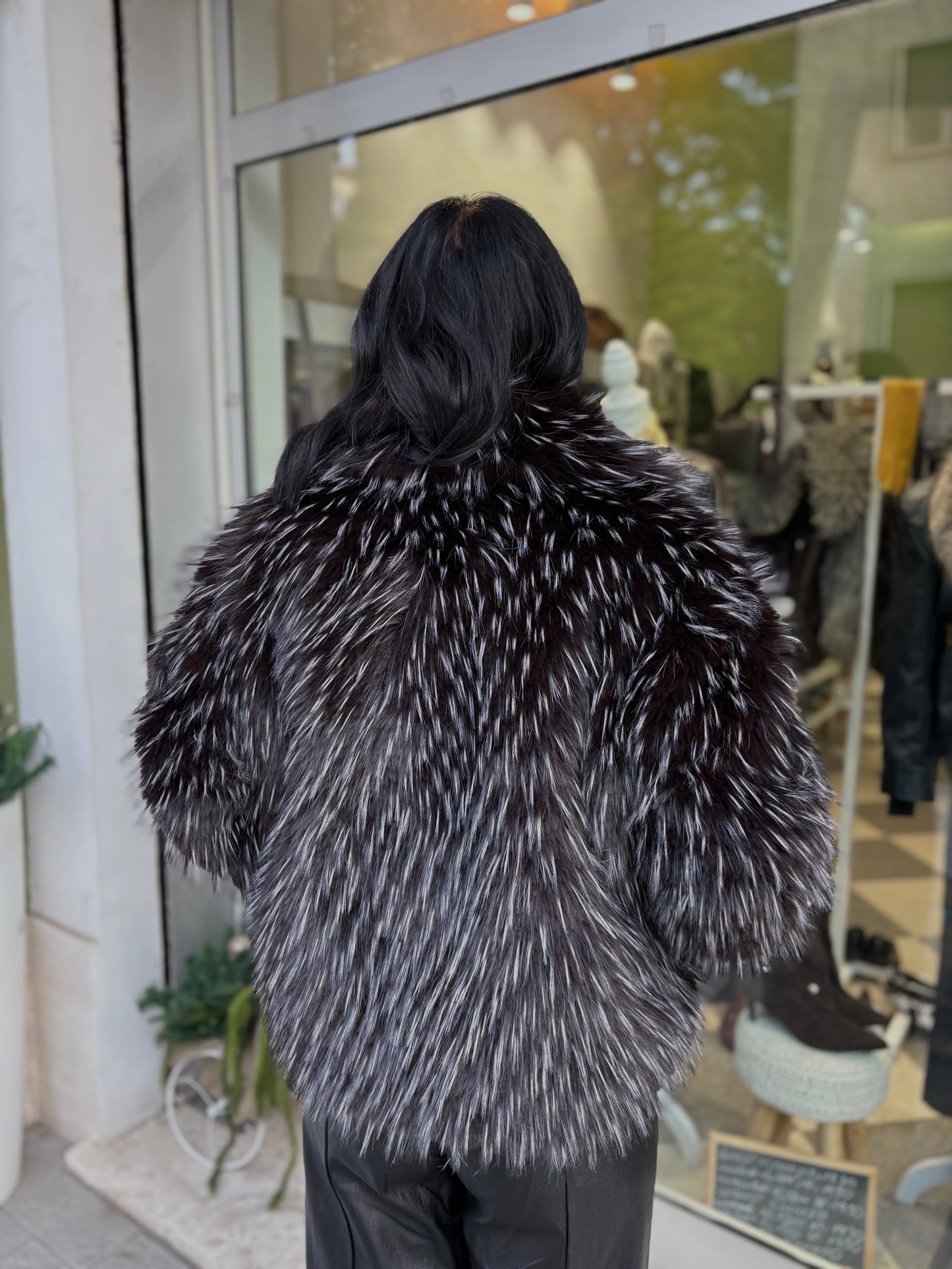 Eco pelliccia screziata a pelo lungo