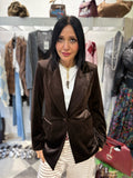 Blazer velluto cioccolato fit regolare
