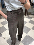 Pantalone palazzo check marrone