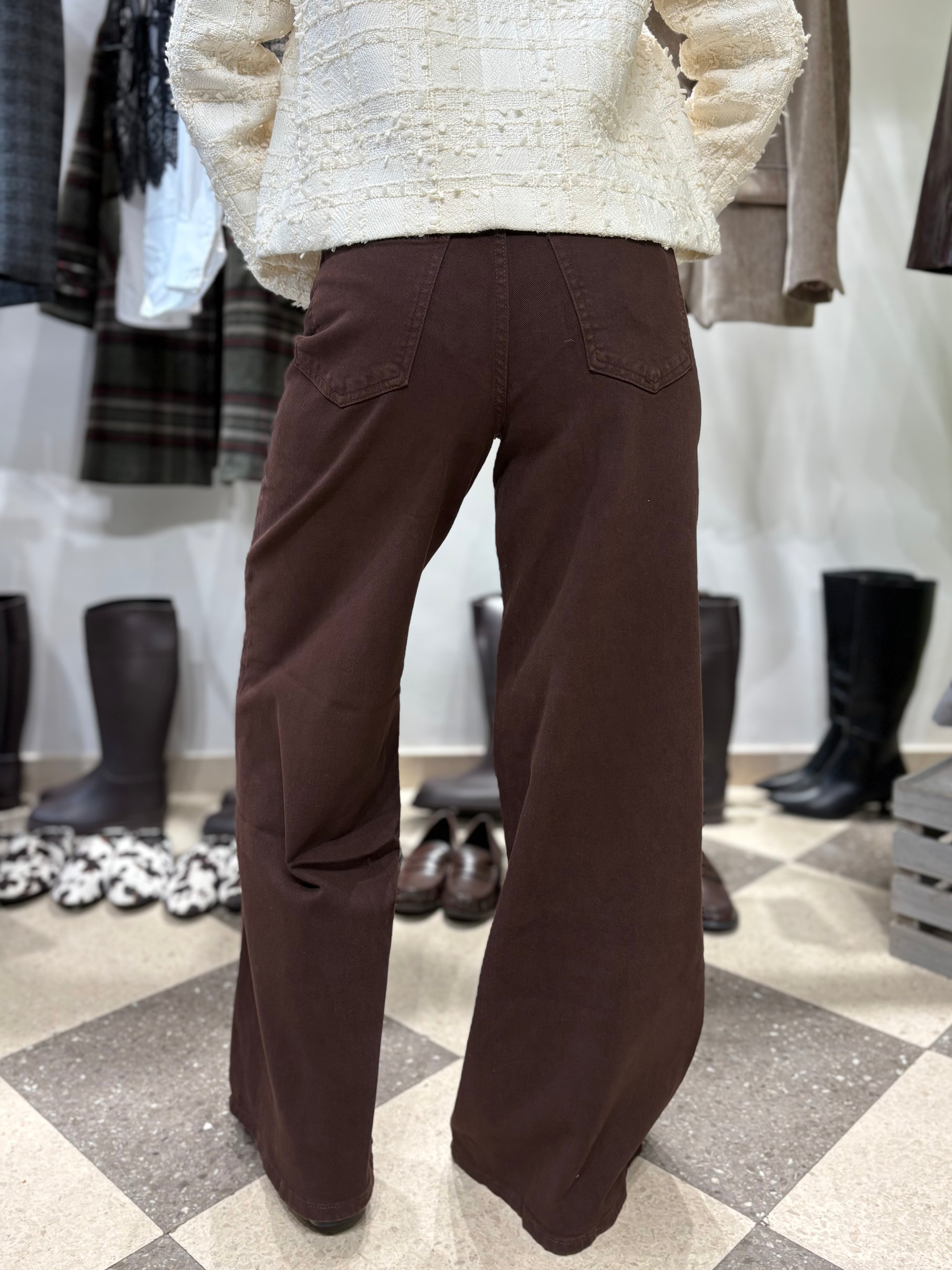 Denim extra wide leg vita alta