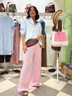 Pantalone palazzo micro riga rossa