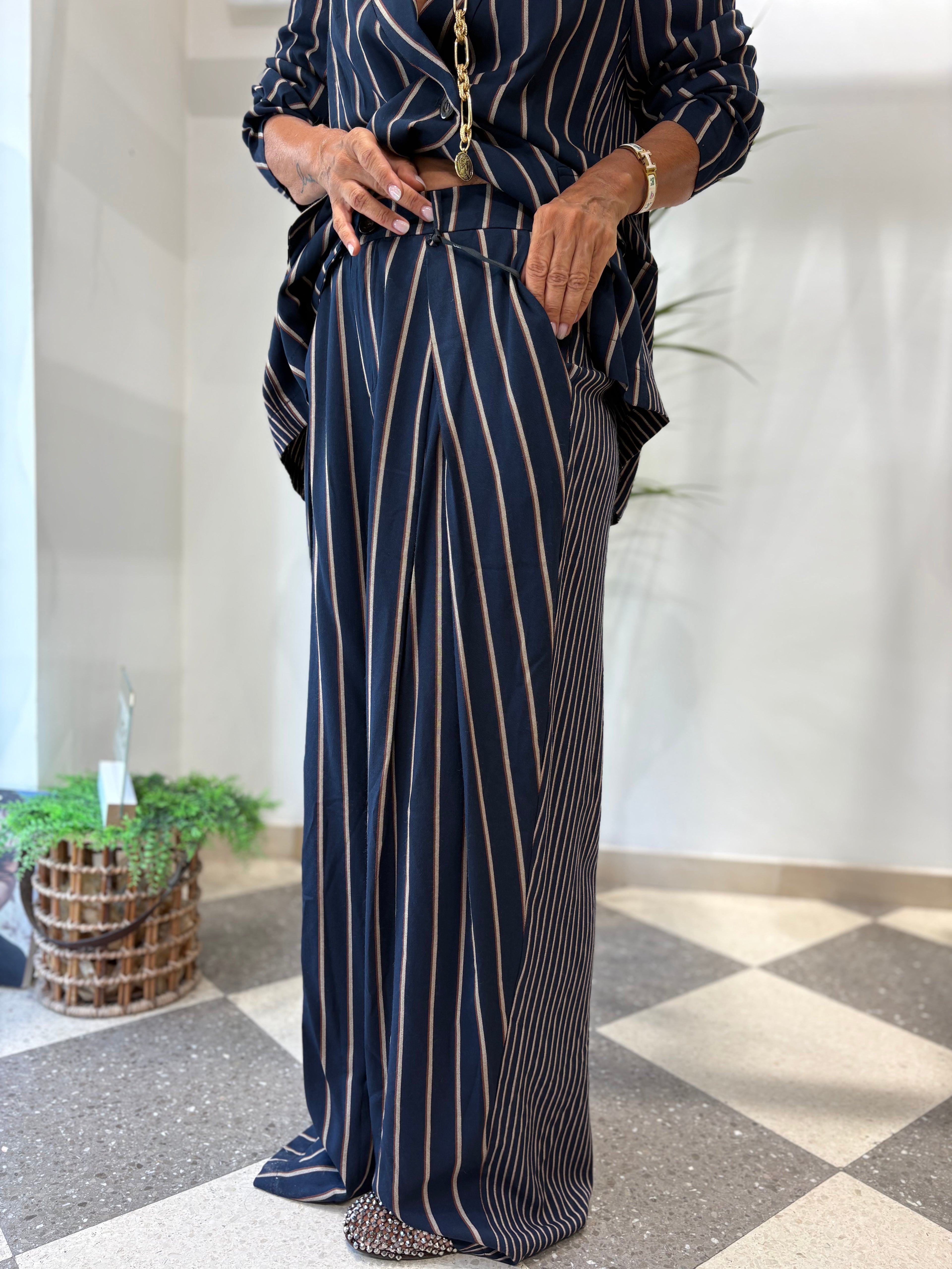 Pantalone palazzo gessato