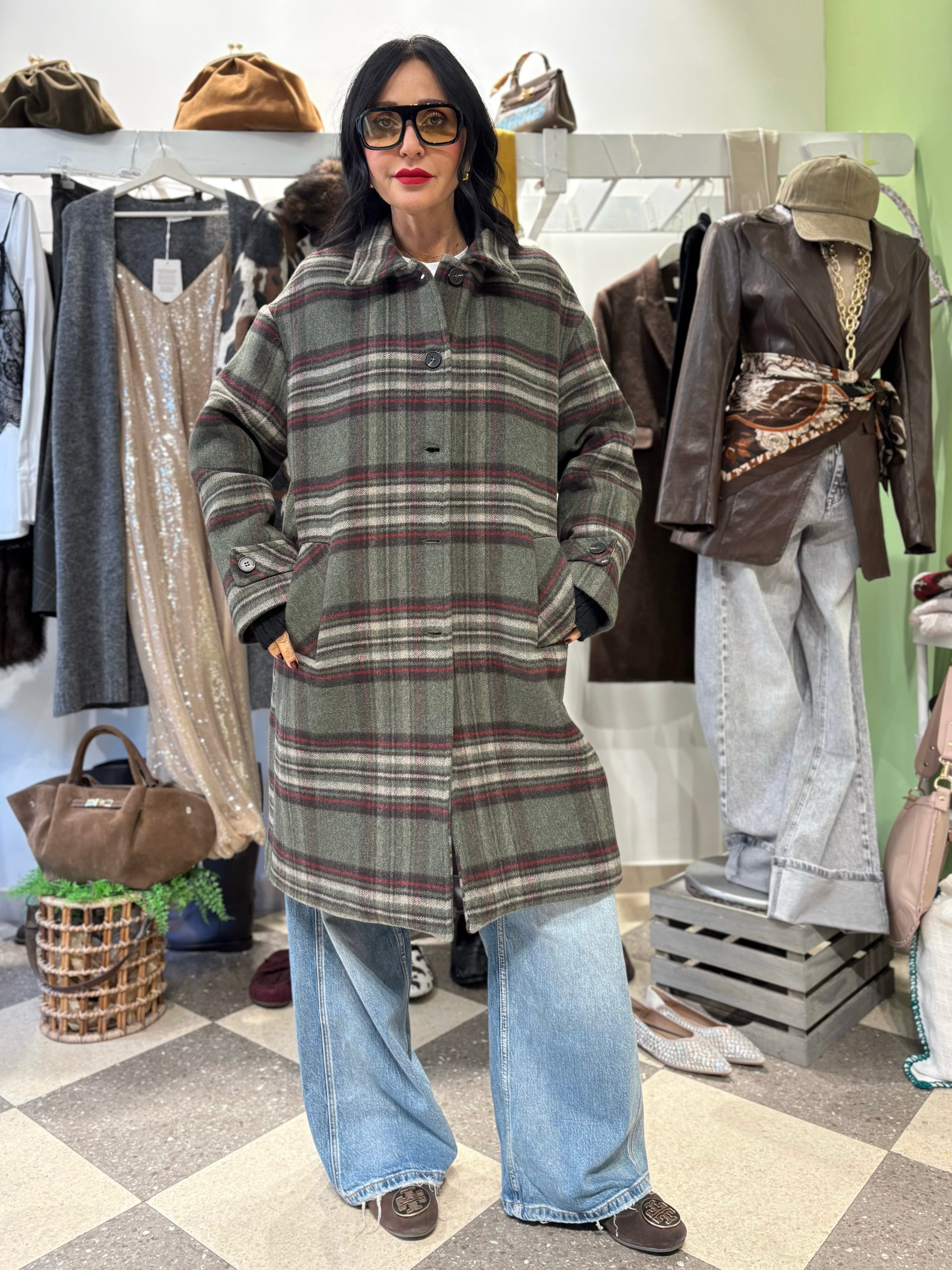 Motel cappotto a quadri effetto overshirt