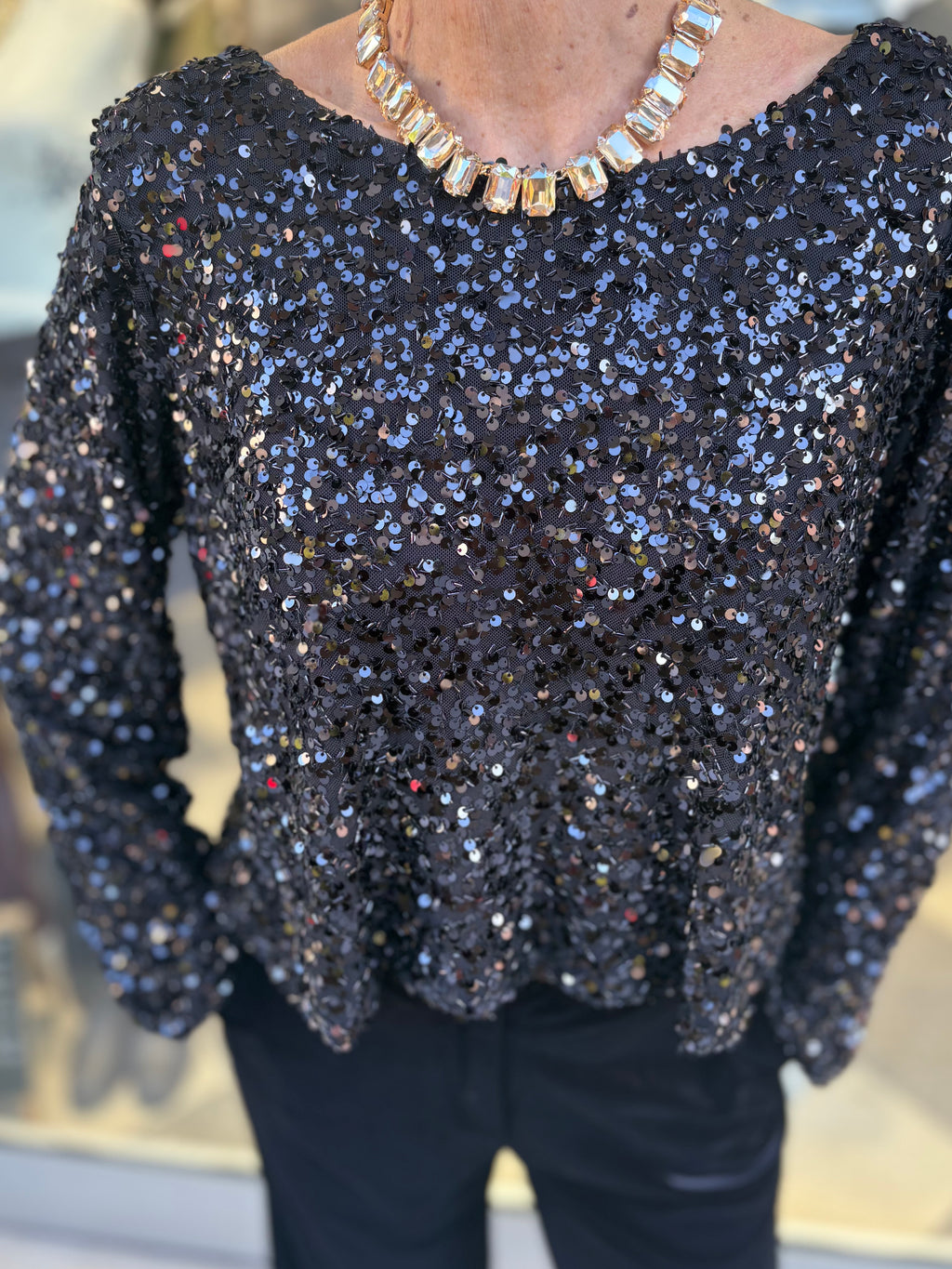 Blusa paillettes black
