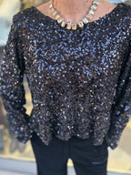 Blusa paillettes black
