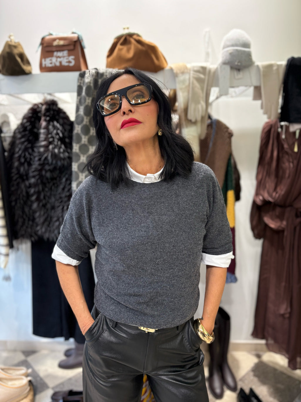 Maglia rasata light in misto cashmere