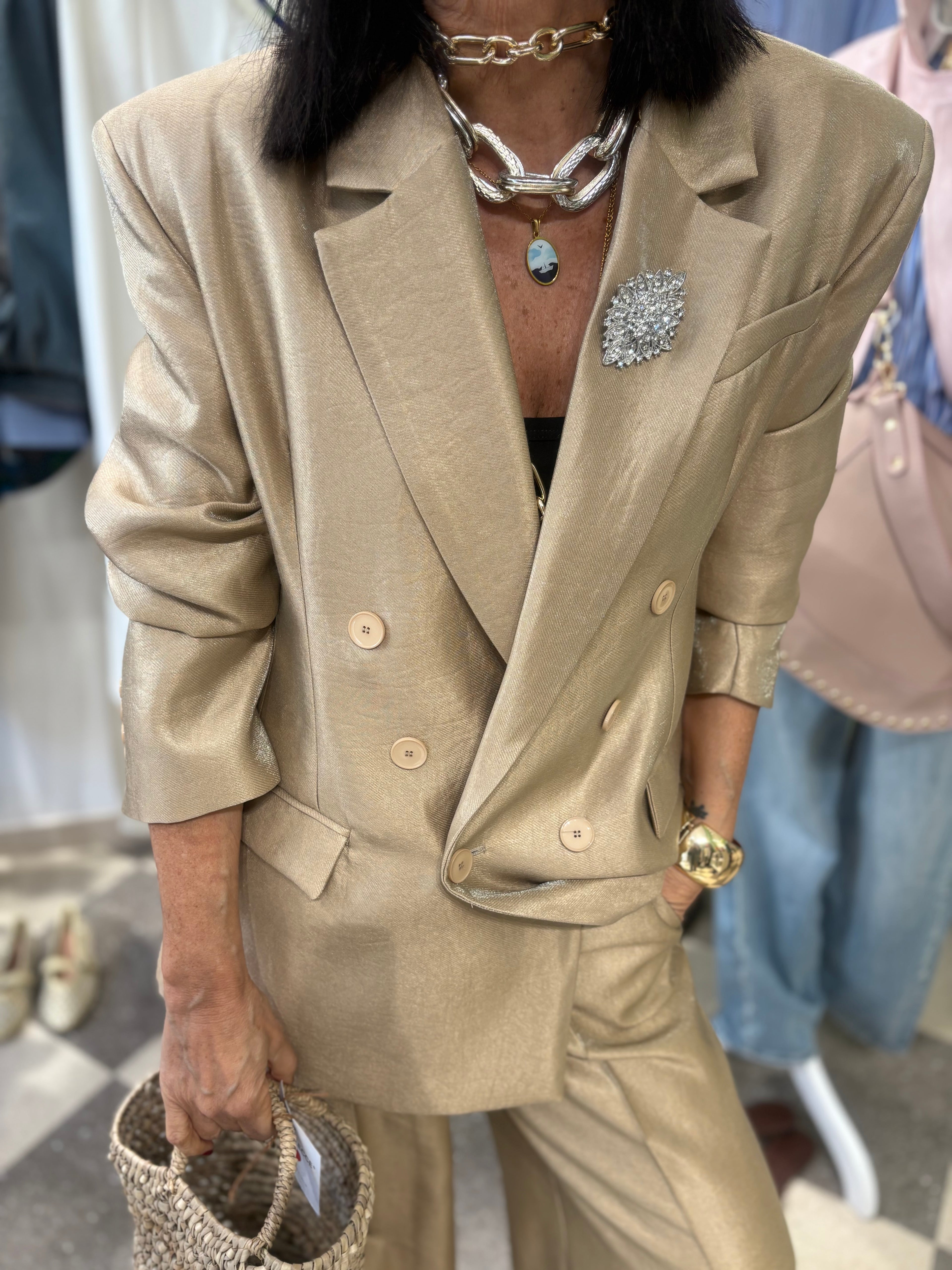 Blazer con applicazione gioiello