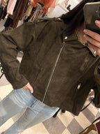 Chiodo in eco camoscio verde scuro