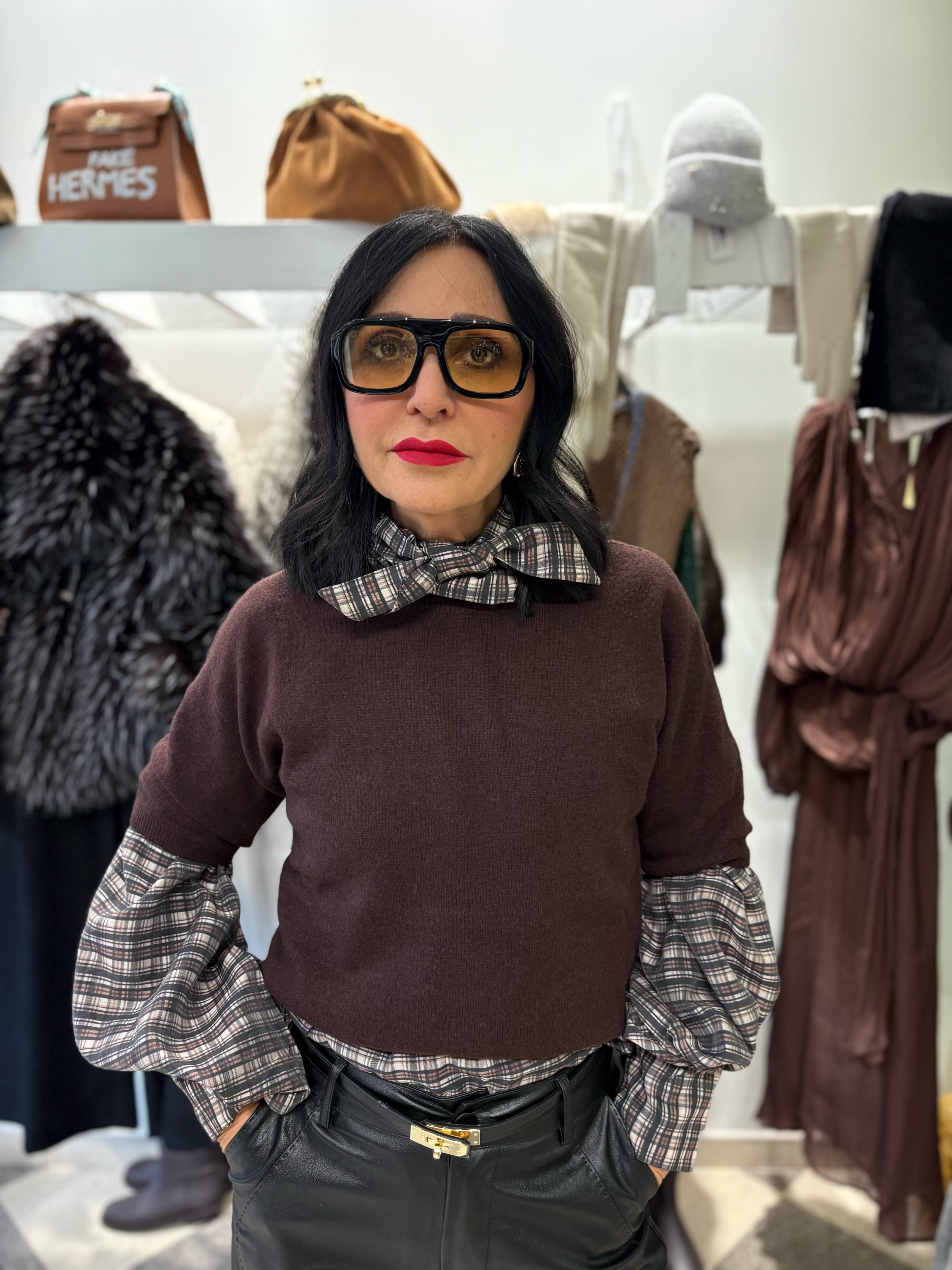 Maglia rasata light in misto cashmere