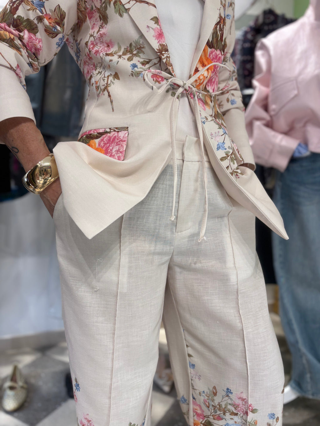 Pantalone palazzo motivo floreale