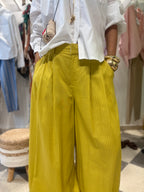 Pantalone gessato a palazzo - Senape