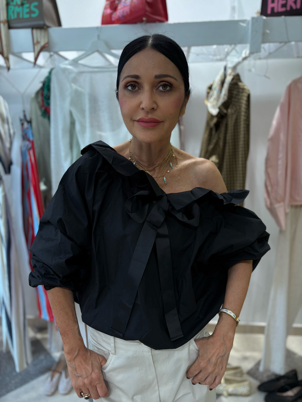 Blusa volant noir
