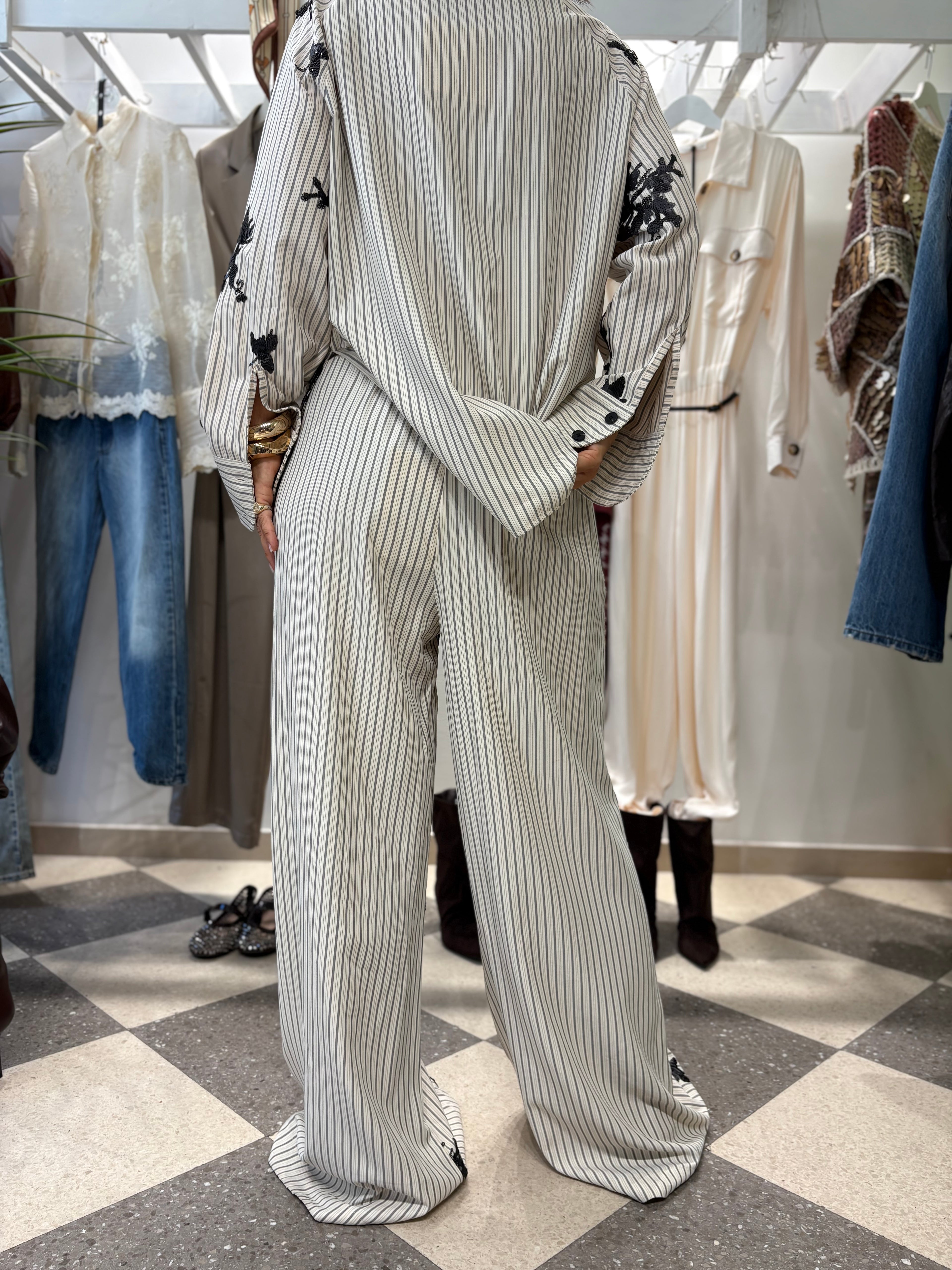 Pantalone palazzo ricamato