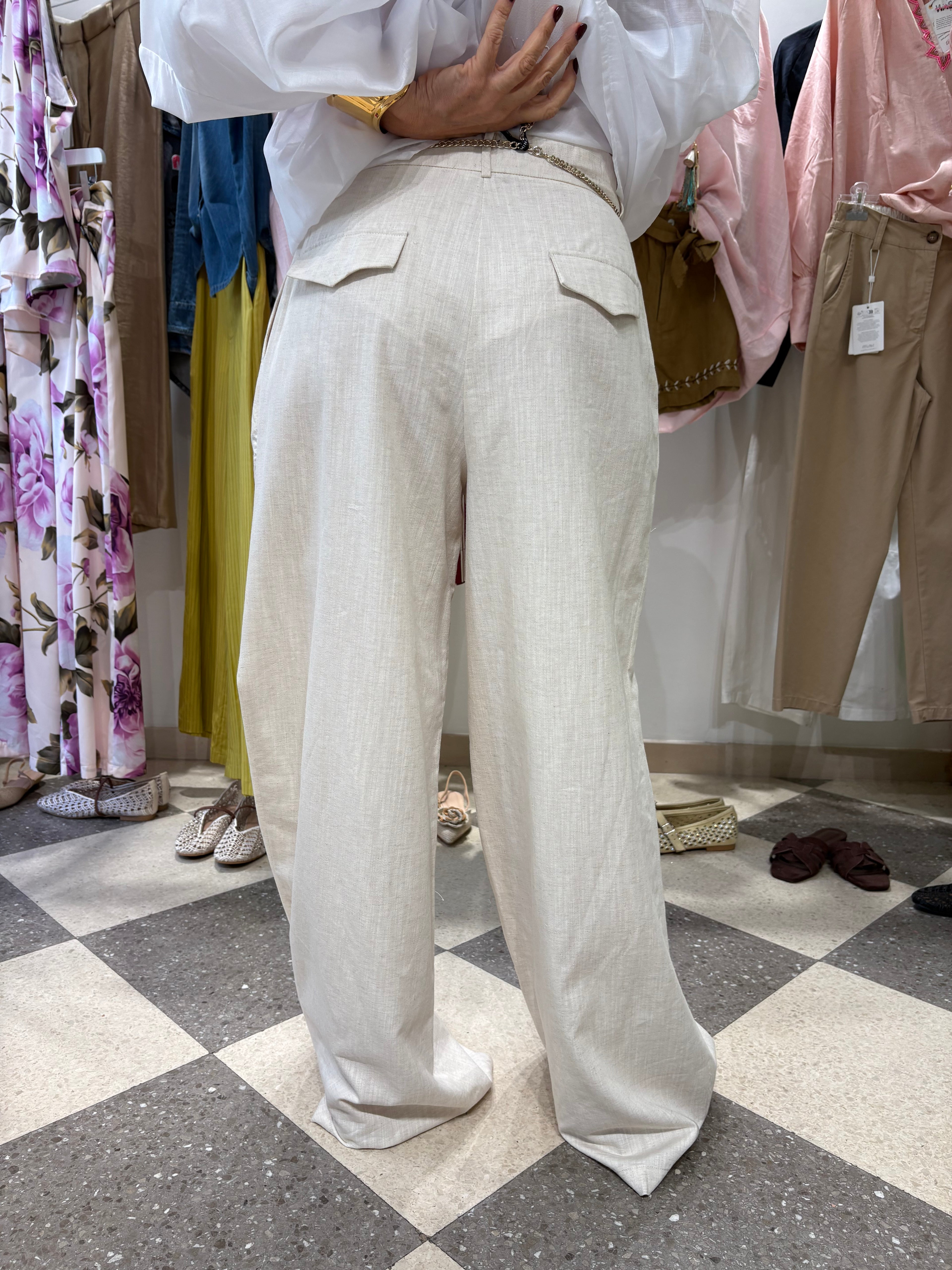 Pantalone ampio avorio