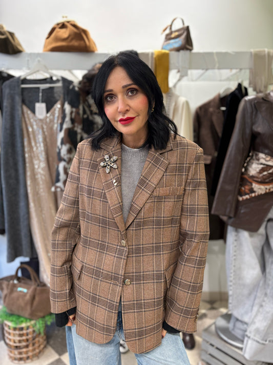 Motel blazer check con spille