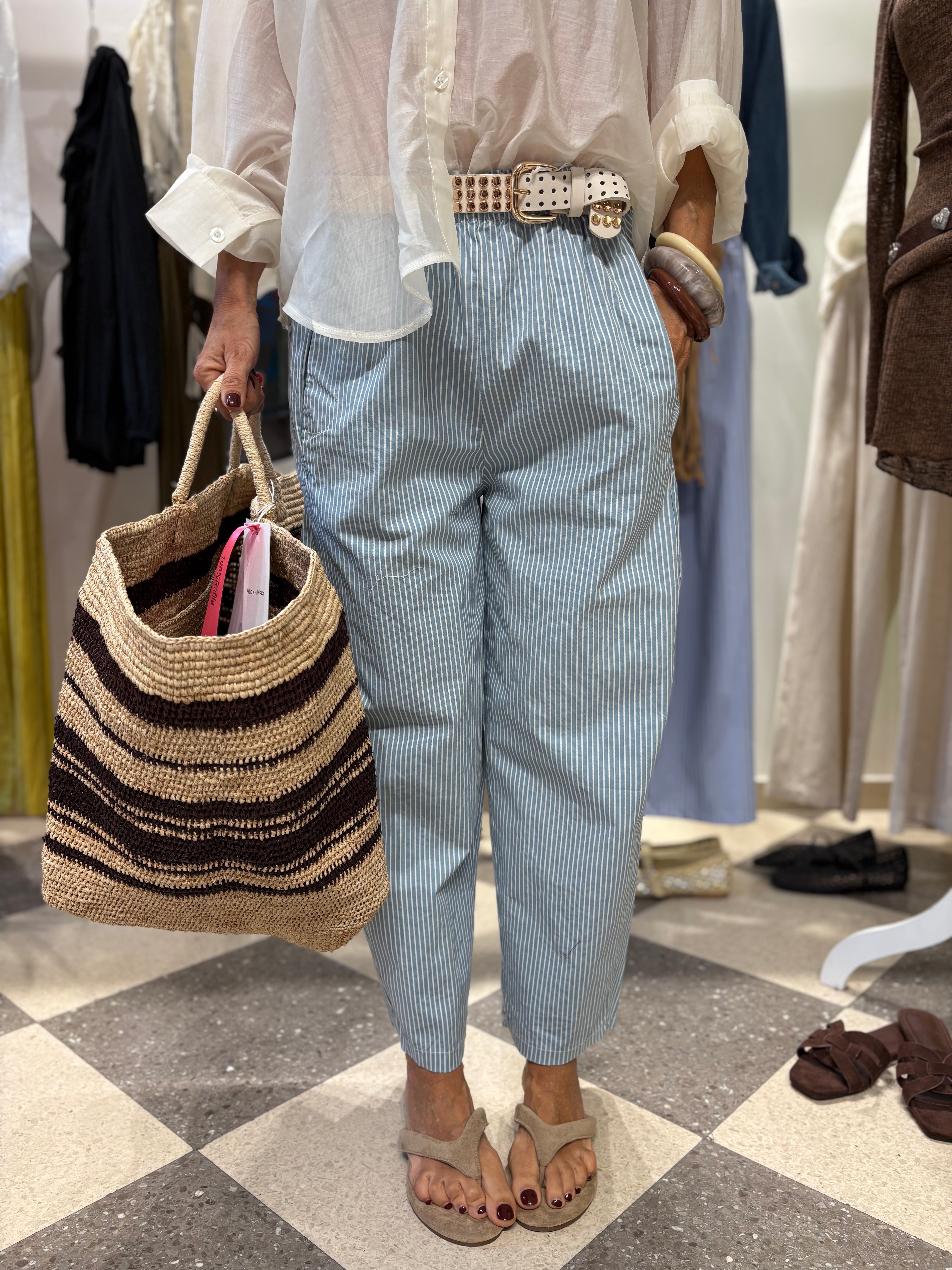 Pantalone in cotone con elastico in vita