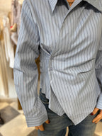 Camicia incrociata gessata azzurro polvere
