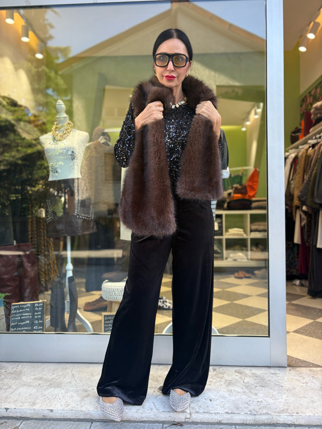 Pantalone in velluto nero