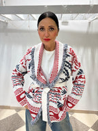 Motel cardigan stampa jacquard etnica