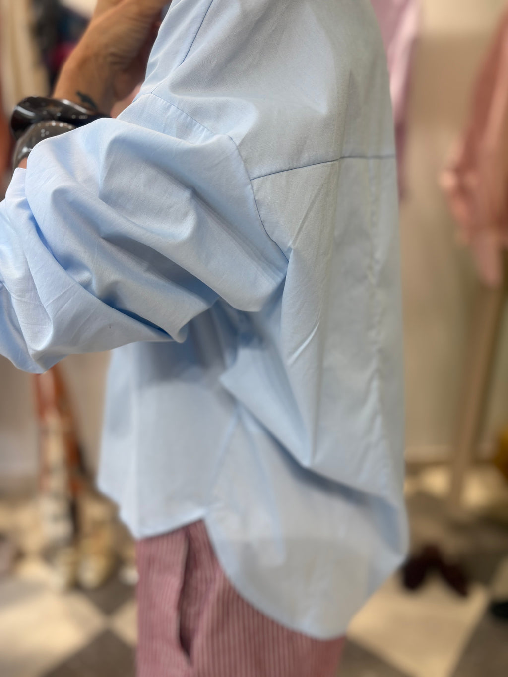 Camicia in cotone popeline - celeste