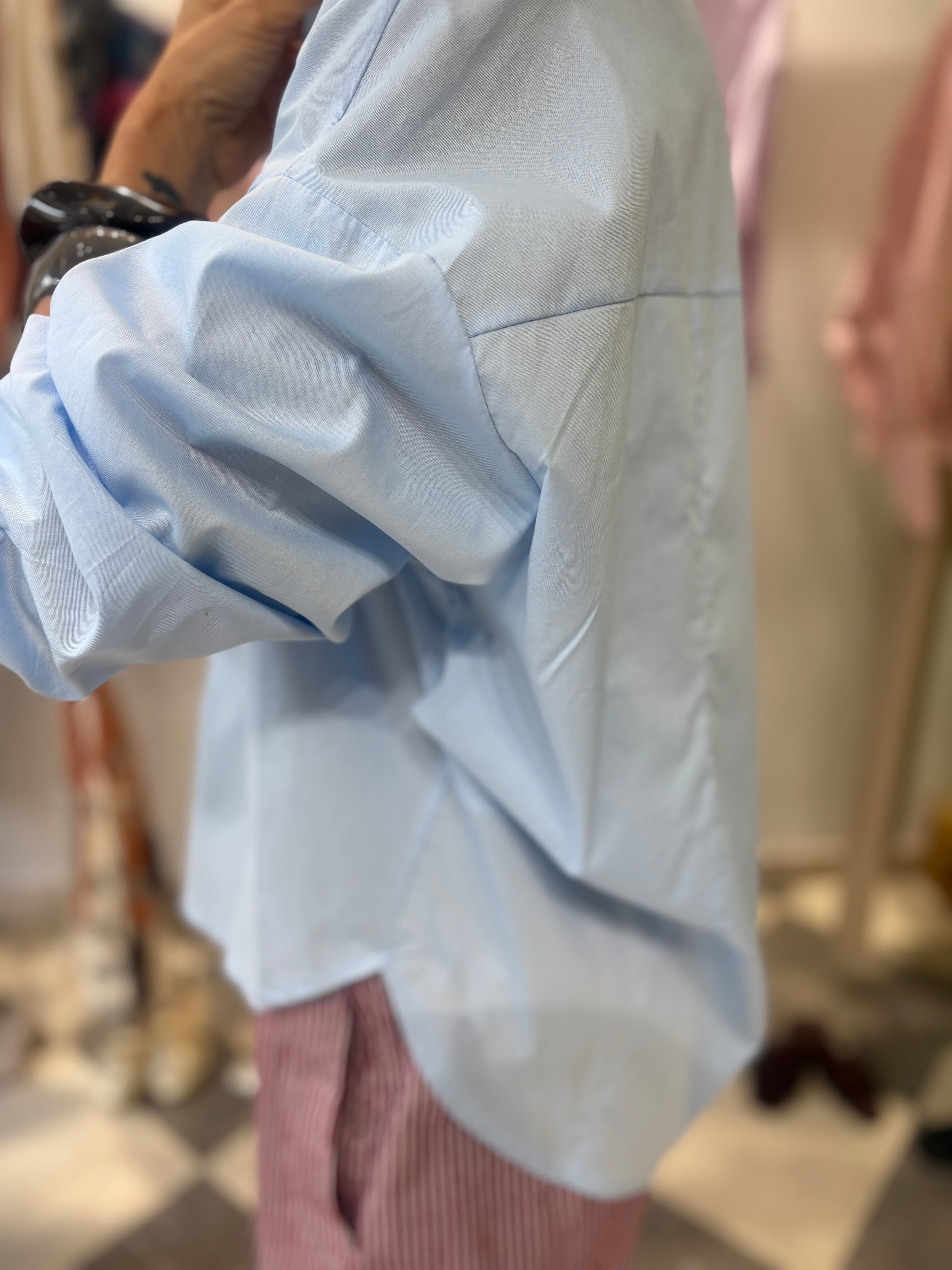 Camicia in cotone popeline - celeste