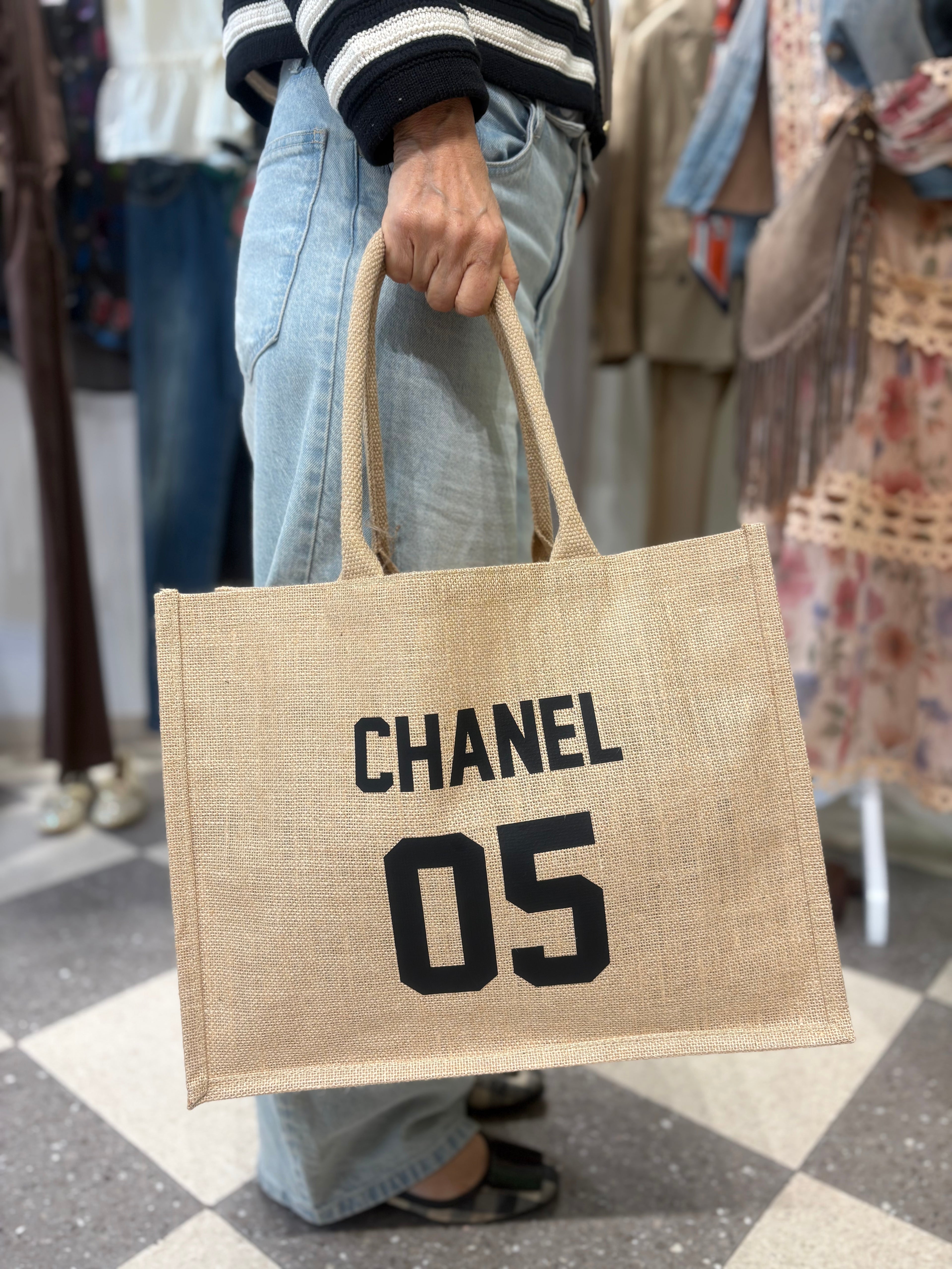 Tote bag custom in juta sabbia