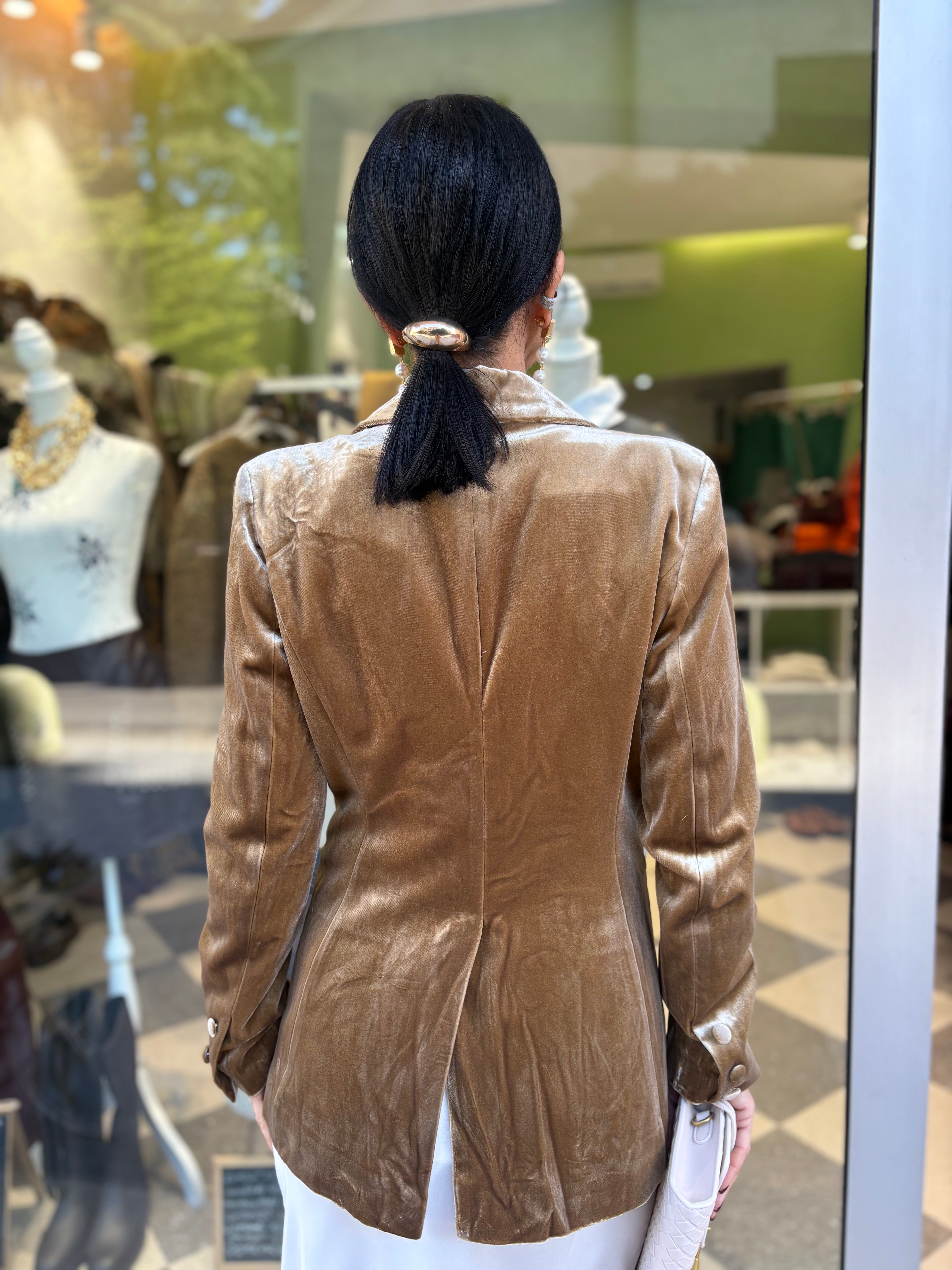 Blazer in velluto caramello